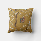 ヴィンテージ日本のイラストレーション金ゴールドツリー クッション (裏面)