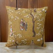 ヴィンテージ日本のイラストレーション金ゴールドツリー クッション