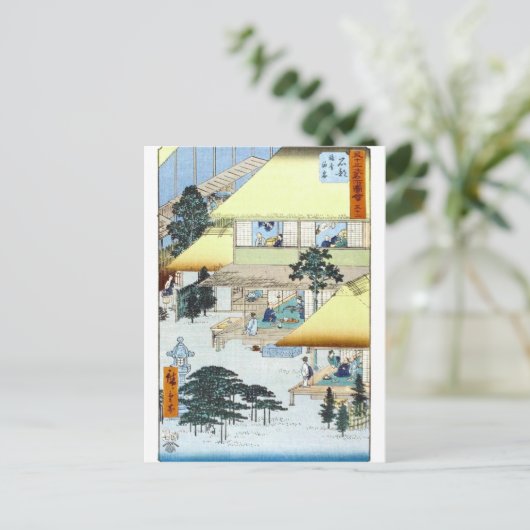 ヴィンテージ日本のウィンターウッドブロックアート浮世絵 ポストカード (スタンド正面)