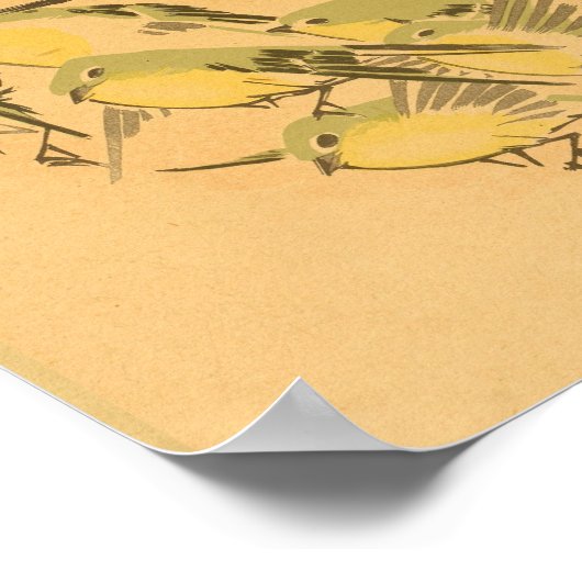 ヴィンテージ日本のウォールアートバード ポスター (角)