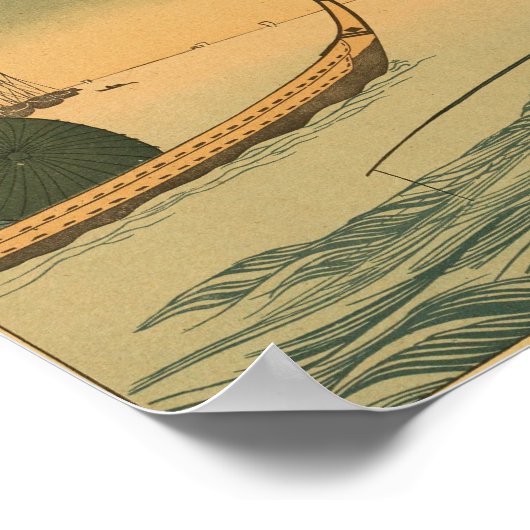 ヴィンテージ日本のウォールアート魚釣り ポスター (角)