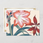 ヴィンテージ日本のウッドブロックアートフローラユリ ポストカード (正面/裏面)
