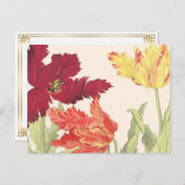 ヴィンテージ日本のウッドブロックアートラッフルチューリップ ポストカード (正面/裏面)