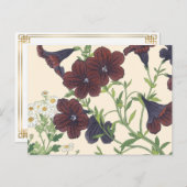 ヴィンテージ日本のウッドブロックフローラモーニンググローリー ポストカード (正面/裏面)