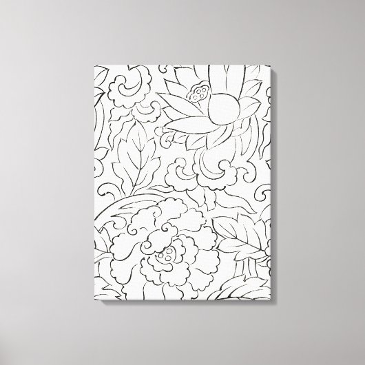 ヴィンテージ日本のウッドブロックプリント八ツ尾の椿 キャンバスプリント (正面)