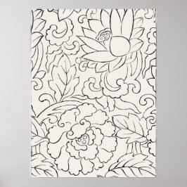 ヴィンテージ日本のウッドブロックプリント八ツ尾の椿 ポスター