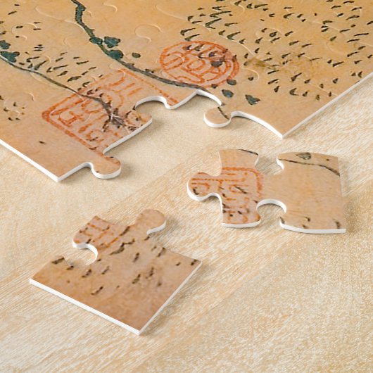 ヴィンテージ日本のウッドブロックヤマトホース滝 ジグソーパズル (側面)