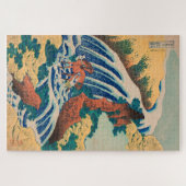 ヴィンテージ日本のウッドブロックヤマトホース滝 ジグソーパズル (横)