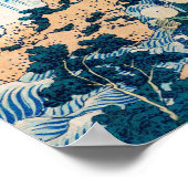 ヴィンテージ日本のウッドブロック養老ウォーターフォール美濃 ポスター (角)