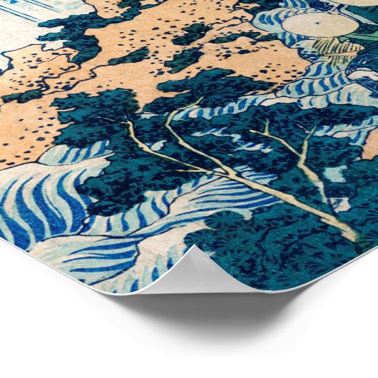 ヴィンテージ日本のウッドブロック養老ウォーターフォール美濃 ポスター (角)