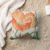 ヴィンテージ日本のオレンジポピー花大原小村 クッション (ブランケット)