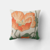 ヴィンテージ日本のオレンジポピー花大原小村 クッション (裏面)