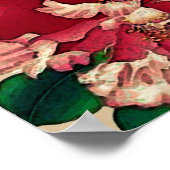 ヴィンテージ日本のカメリア。深いピンクオンベージュ ポスター (角)