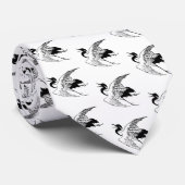 ヴィンテージ日本のクレーンのインクスケッチ ネクタイ (ロール)