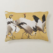 ヴィンテージ日本のクレーンバードブロック アクセントクッション (正面)