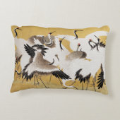 ヴィンテージ日本のクレーンバードブロック アクセントクッション (裏面)