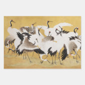 ヴィンテージ日本のクレーンバードブロック ラッピングペーパーシート (正面)