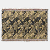 ヴィンテージ日本のクレーン模様 スローブランケット (正面)