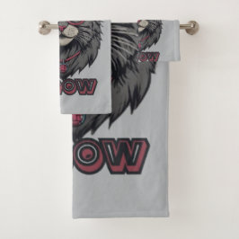 ヴィンテージ日本のグレイ猫ロゴ バスタオルセット