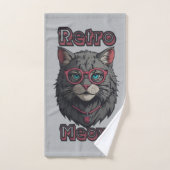 ヴィンテージ日本のグレイ猫ロゴ バスタオルセット (ハンドタオル)