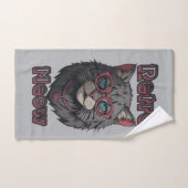 ヴィンテージ日本のグレイ猫ロゴ バスタオルセット (ハンドタオル)