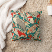 ヴィンテージ日本のコイの魚の絵を描模様 クッション (ブランケット)