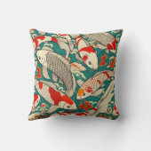 ヴィンテージ日本のコイの魚の絵を描模様 クッション (裏面)