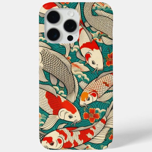 ヴィンテージ日本のコイの魚の絵を描模様 Case-Mate iPhoneケース (裏面)