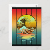 ヴィンテージ日本のサンセット神奈川海 ポストカード (正面/裏面)