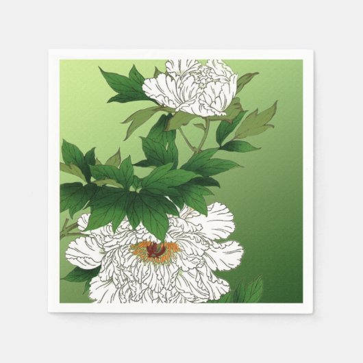 ヴィンテージ日本のスケッチ スタンダードカクテルナプキン (正面)