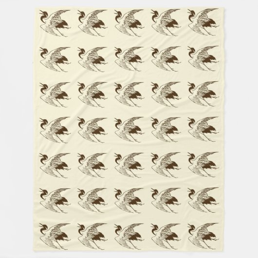 ヴィンテージ日本のスケッチ フリースブランケット (正面)