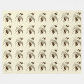 ヴィンテージ日本のスケッチ フリースブランケット (正面(横))