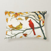 ヴィンテージ日本のスケッチ、ブランチ上の深紅色 アクセントクッション (正面)