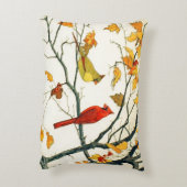 ヴィンテージ日本のスケッチ、ブランチ上の深紅色 アクセントクッション (裏面(縦))