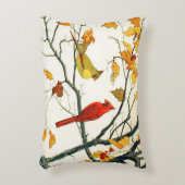 ヴィンテージ日本のスケッチ、ブランチ上の深紅色 アクセントクッション (正面(垂直))