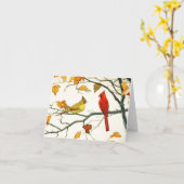 ヴィンテージ日本のスケッチ、ブランチ上の深紅色 カード (黄色い花)