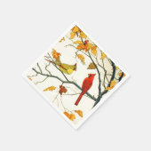 ヴィンテージ日本のスケッチ、ブランチ上の深紅色 スタンダードカクテルナプキン (角)