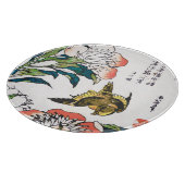 ヴィンテージ日本のスケッチ、牡丹とスズメ カッティングボード (角)