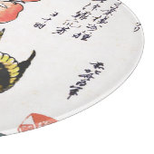 ヴィンテージ日本のスケッチ、牡丹とスズメ カッティングボード (角)