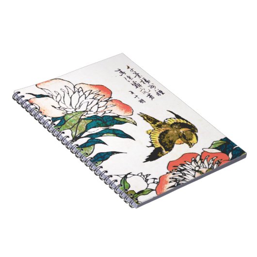 ヴィンテージ日本のスケッチ、牡丹とスズメ ノートブック (右側)