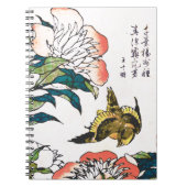 ヴィンテージ日本のスケッチ、牡丹とスズメ ノートブック (正面)