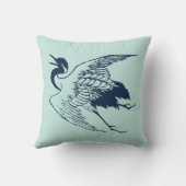 ヴィンテージ日本のスケッチ（青い鶴） クッション (裏面)