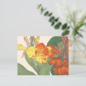 ヴィンテージ日本のタイガーリリーウッドブロックアート ポストカード (スタンド正面)