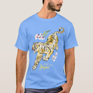 ヴィンテージ日本のタイガー – アジアの花Tattoo Art Tシャツ
