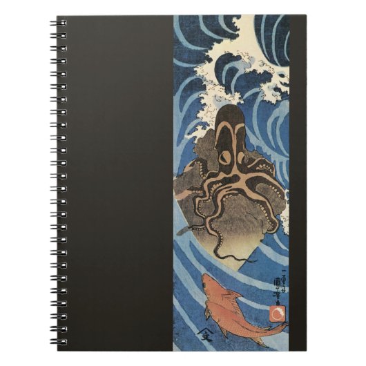 ヴィンテージ日本のタコと鯉 ノートブック (正面)