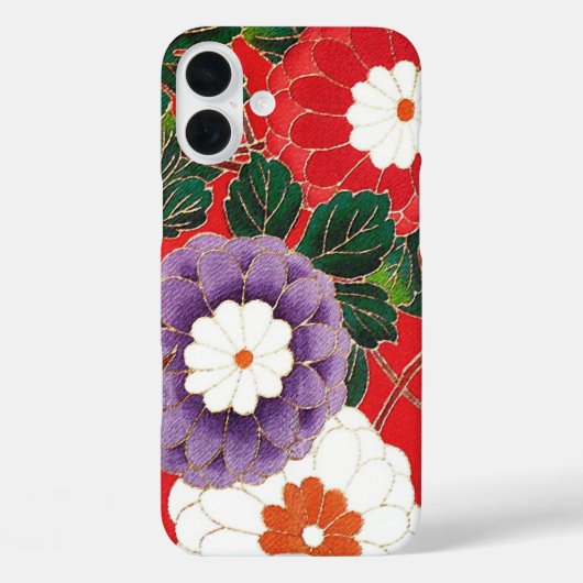 ヴィンテージ日本のテキスタイル – レッドダリア Case-Mate iPhoneケース (裏面)