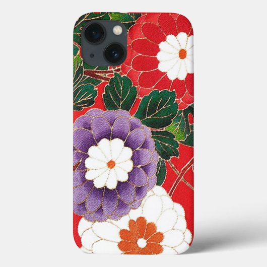 ヴィンテージ日本のテキスタイル – レッドダリア Case-Mate iPhoneケース (裏面)