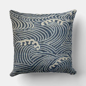 ヴィンテージ日本のテキスタイル、波模様スローピロ クッション (裏面)