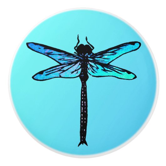 ヴィンテージ日本のトンフライ、ターコイズブルー セラミックノブ (正面)