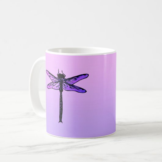 ヴィンテージ日本のトンボ、アメジスト紫 コーヒーマグカップ (正面左)